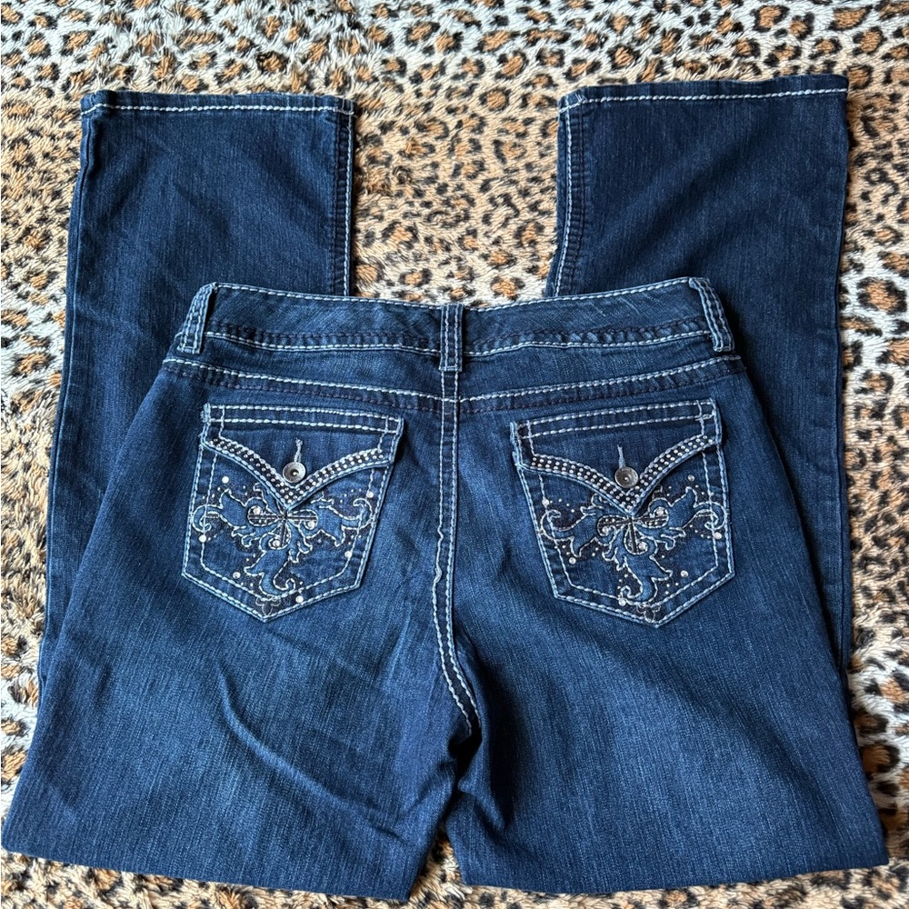 Nine West Dark Blue Boot Cut Jeans with Embroidery